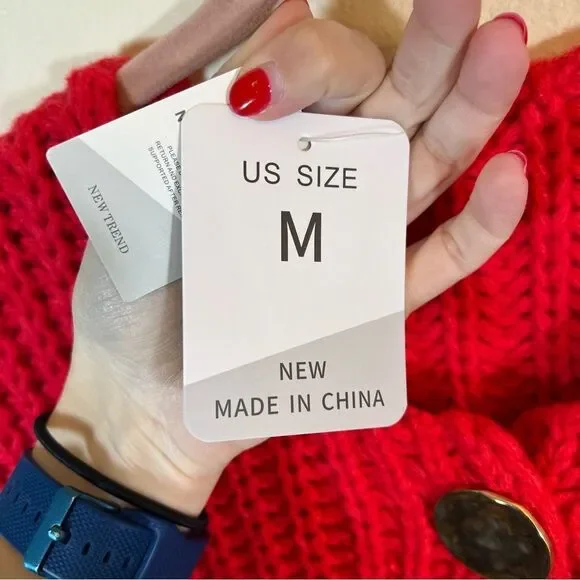 Amazon Fashion Red Knit Gold Button Sweater Vest NWT - Picture 5 of 9